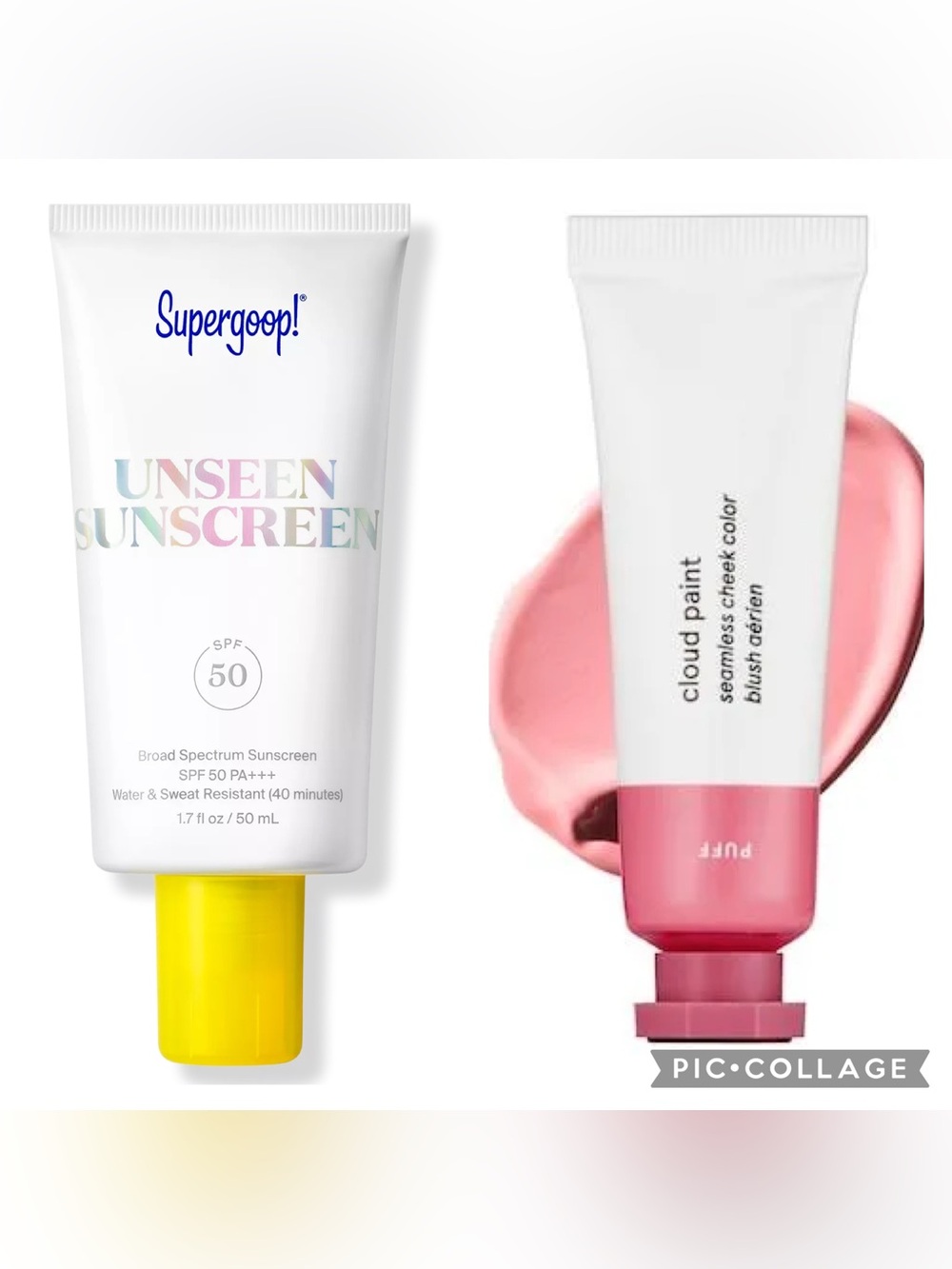 Supergoop Unseen Sunscreen SPF 40 + Glossier Cloud Paint Gel Cream Blush (Puff)